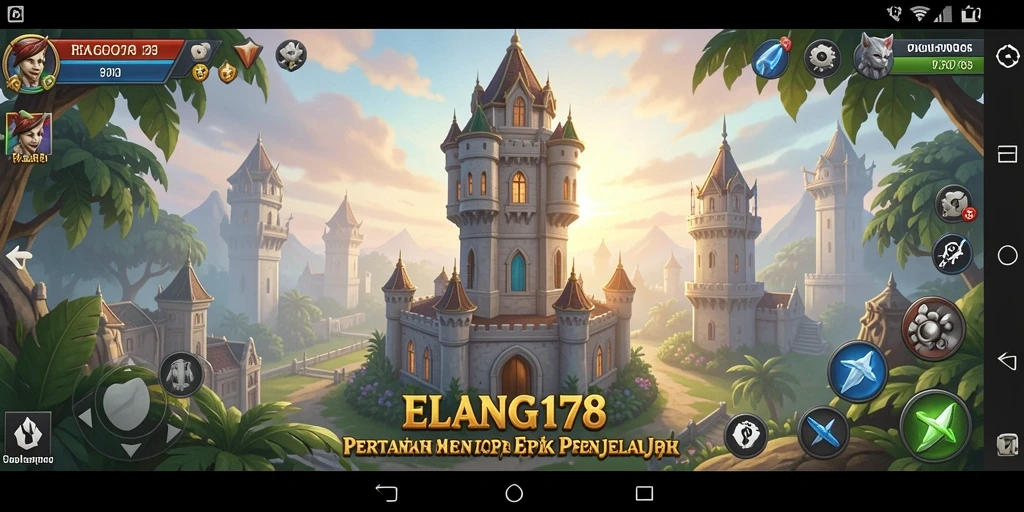 Screenshot gameplay ELANG178 menampilkan serangan menara yang spektakuler.
