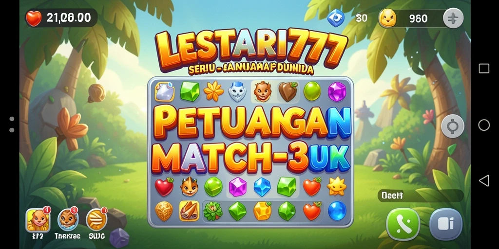 Tangkapan layar permainan LESTARI777 menampilkan aksi seru Match-3.