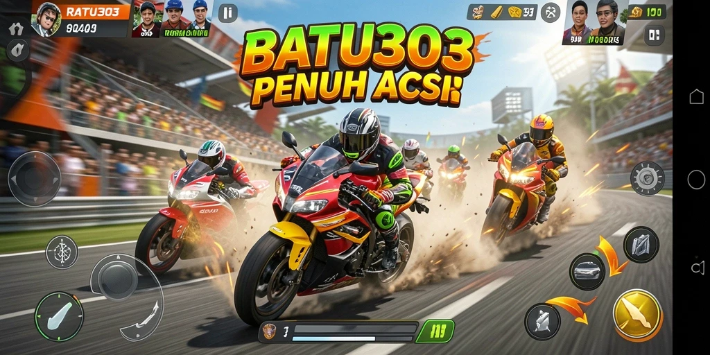 Tampilan gameplay seru balapan motor di RATU303.